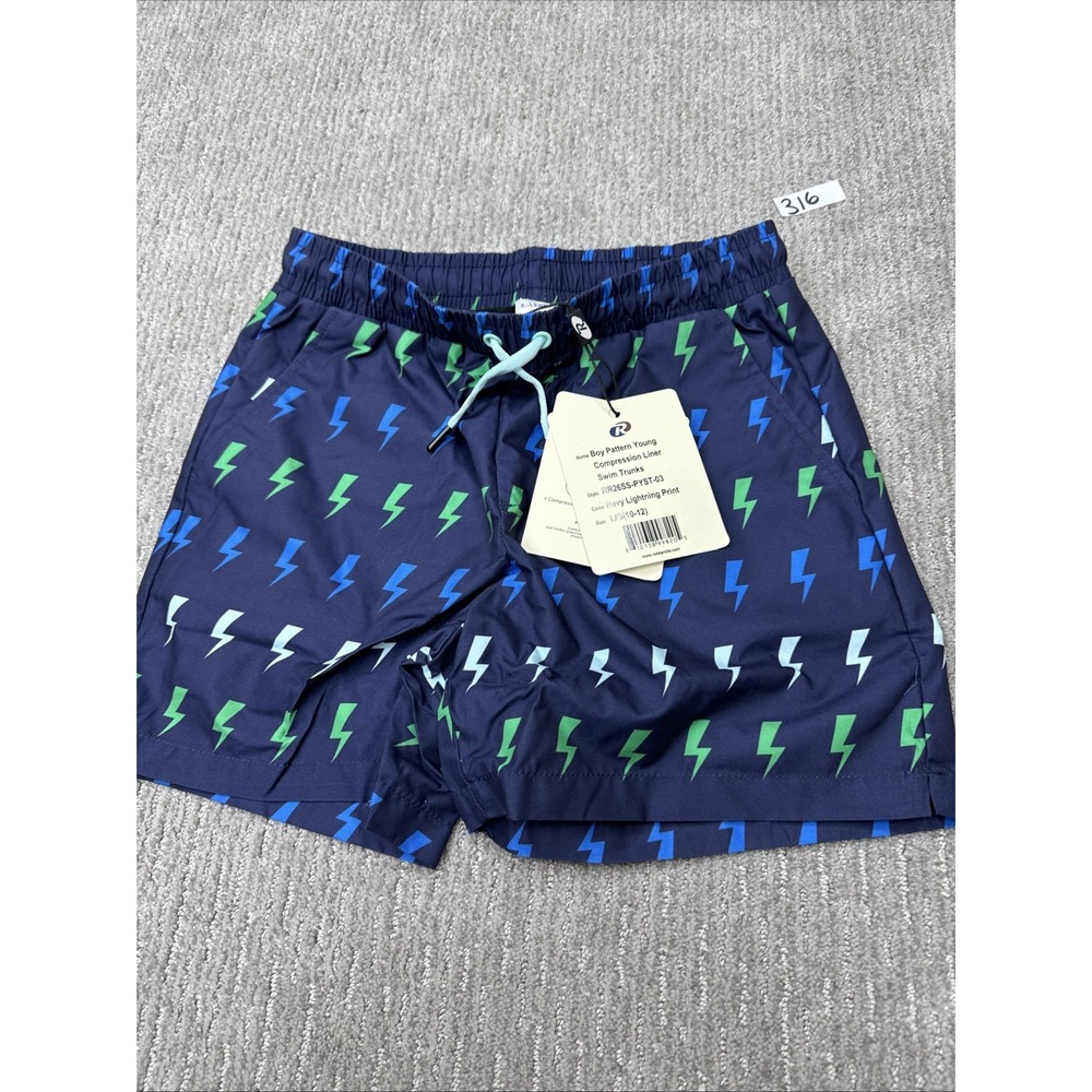 Rokka & Rolla Youth Large Swim Trunks Color Navy Lightning #316 - Picture 4 of 16